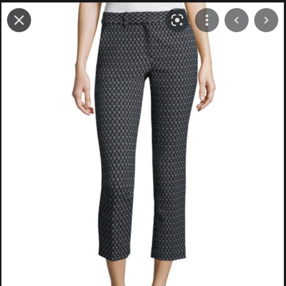 Theory gray blue jacquard textured cropped Treeca trouser